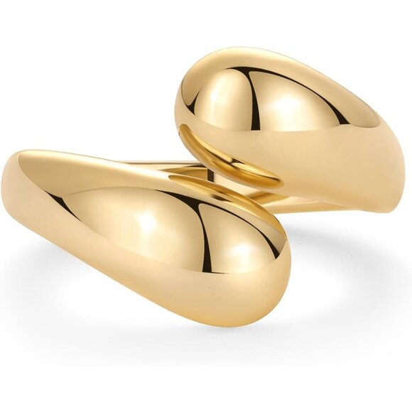 Women 14K Gold Plated Chunky Open Twist Stackable Bold Crossover  Rings - Picture 3 of 6